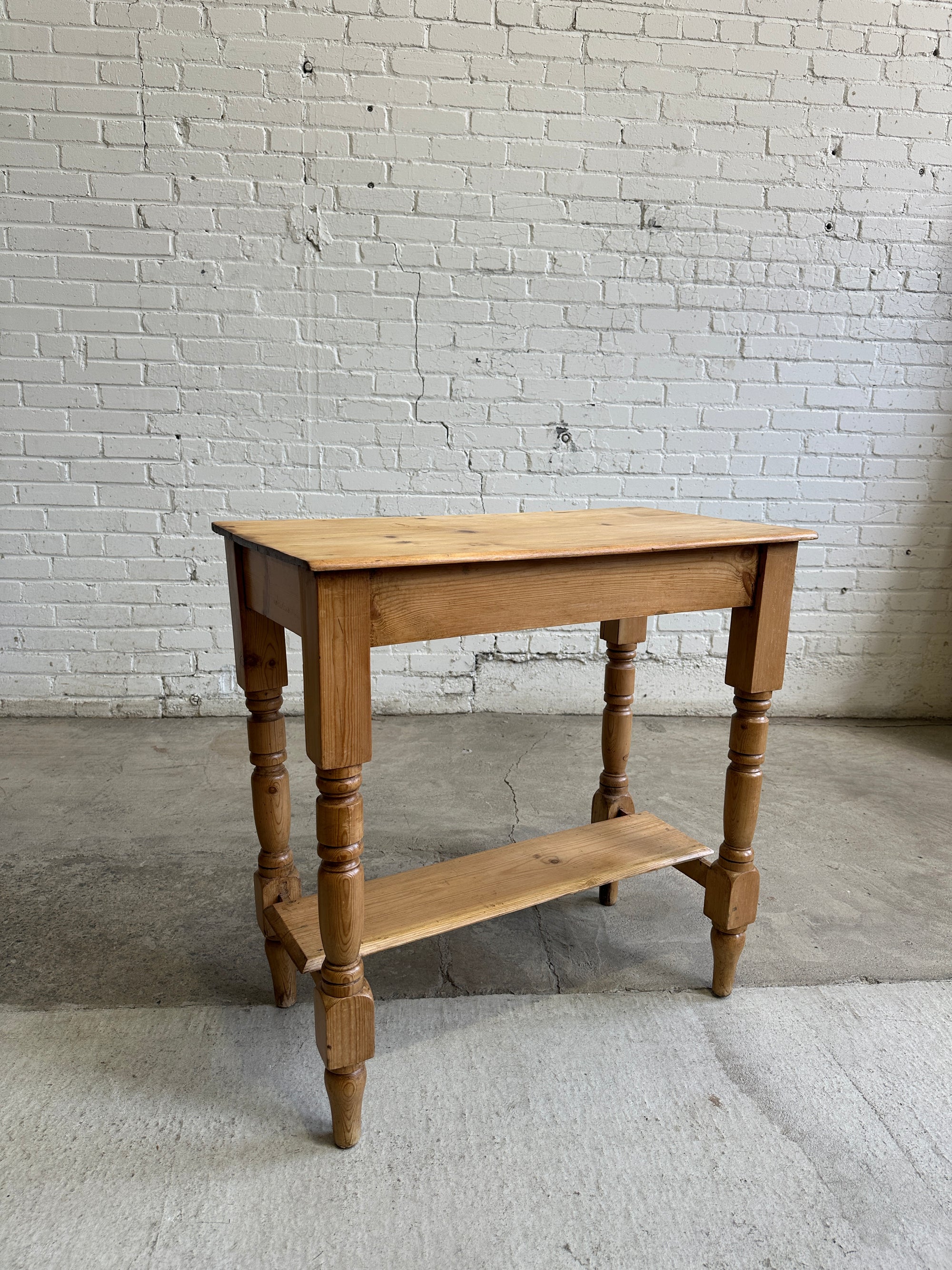 An English Antique Pine Side Table with Shelf c. 1890