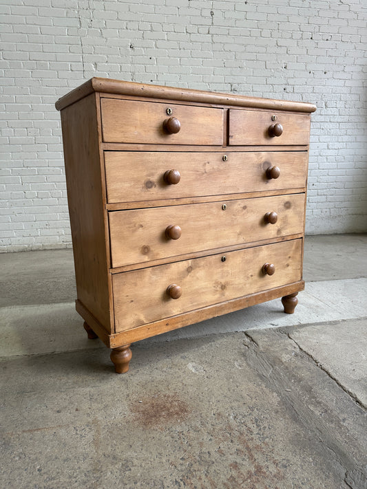 Antique Pine English Chest of Drawers, c. 1890