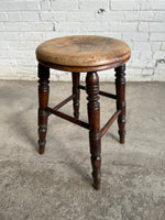 Antique English Elm and Sycamore Round Stool c. 1880