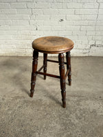 Antique English Elm and Sycamore Round Stool c. 1880