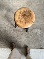 Antique English Elm and Sycamore Round Stool c. 1880