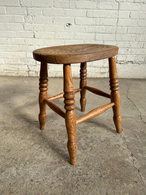 Antique Pine and Elm Stool c. 1880