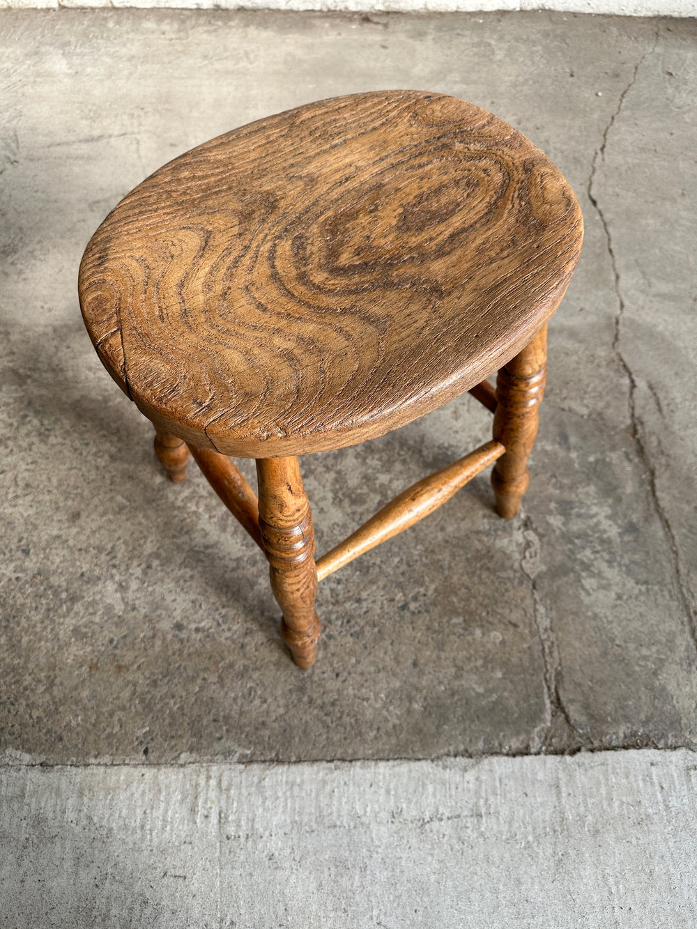 Antique Pine and Elm Stool c. 1880