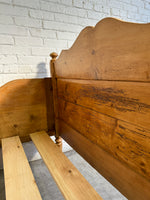 Wide Antique Pine Sleigh Bed c. 1890