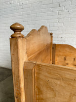 Wide Antique Pine Sleigh Bed c. 1890