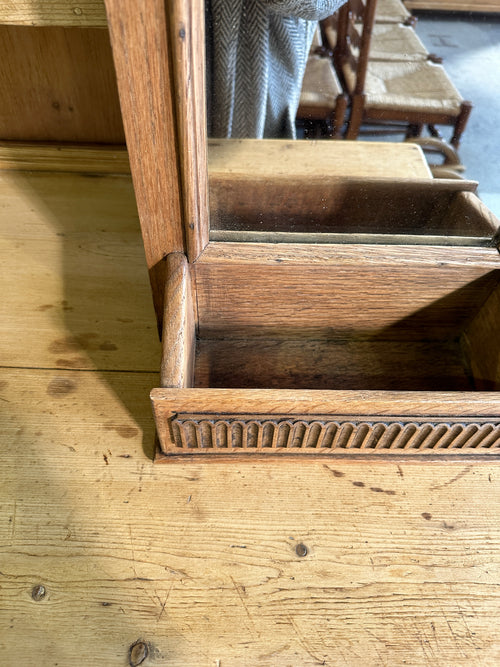 Antique Oak Hall Mirror with Box c. 1900