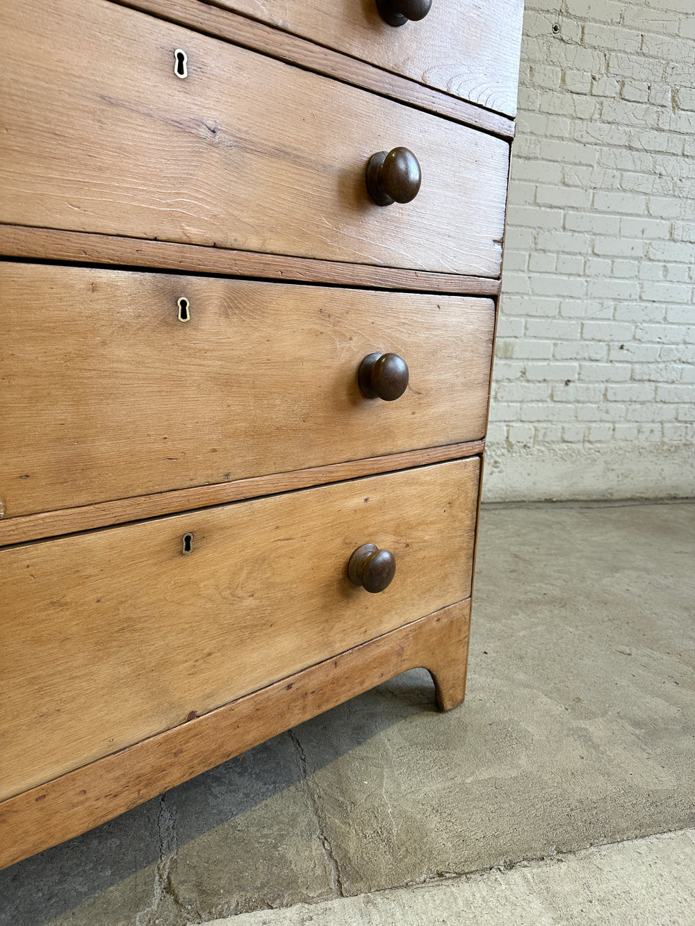 Antique Pine Chest of Drawers with Dark Knobs c. 1840