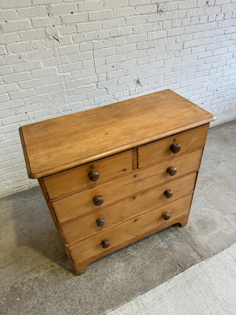 Antique Pine Chest of Drawers with Dark Knobs c. 1840