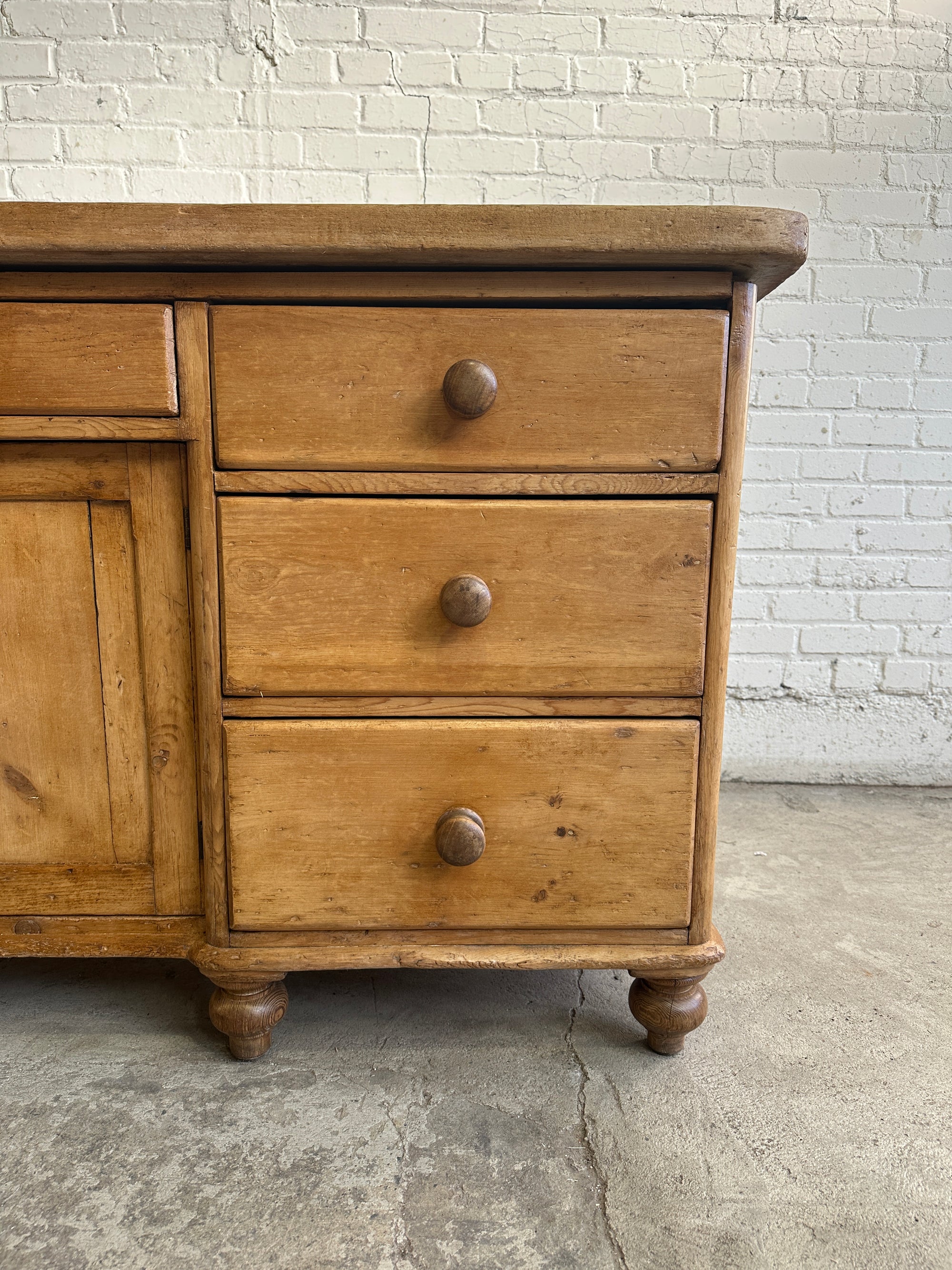 Antique Pine and Sycamore English Sideboard c. 1875