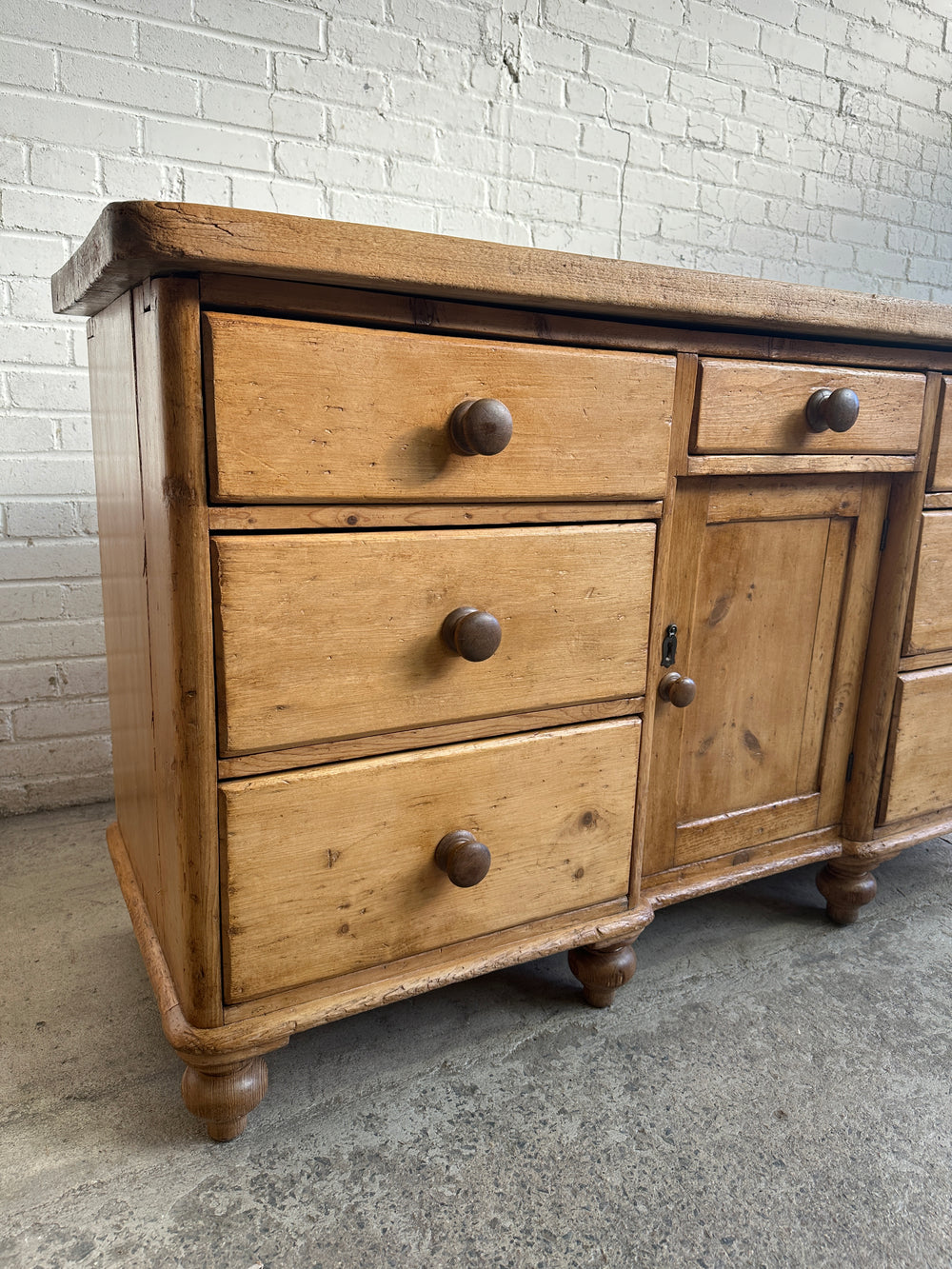 Antique Pine and Sycamore English Sideboard c. 1875