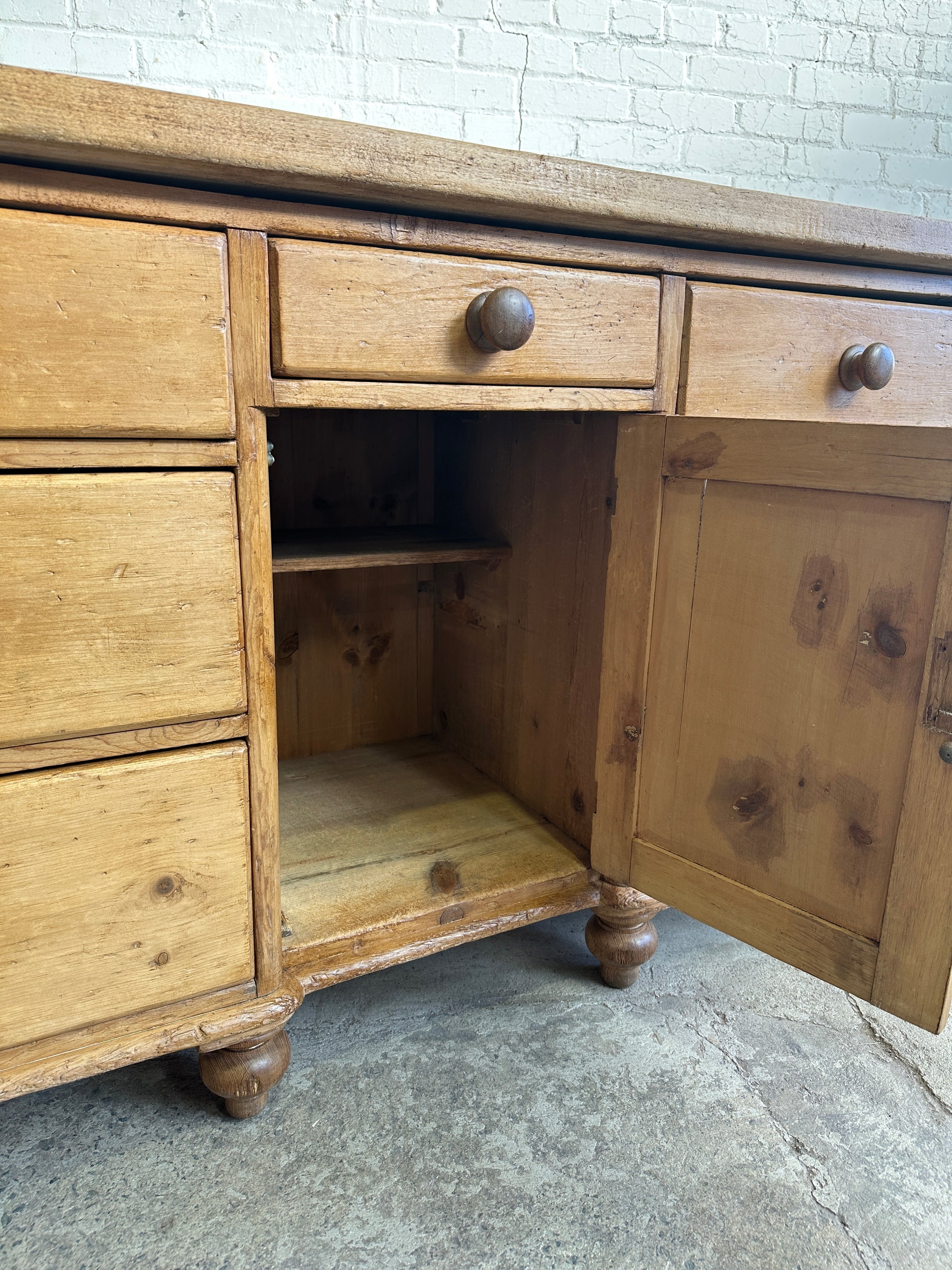 Antique Pine and Sycamore English Sideboard c. 1875