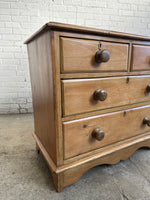 Antique Pine Chest of Drawers with Wavy Skirt, c. 1890