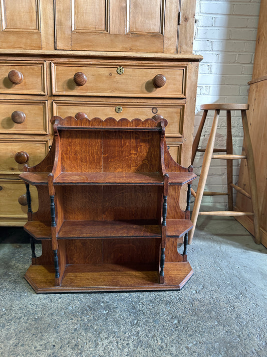 Antique Scalloped Oak Wall Shelf c. 1900