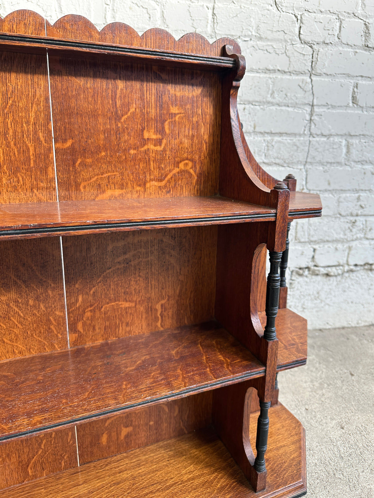 Antique Scalloped Oak Wall Shelf c. 1900
