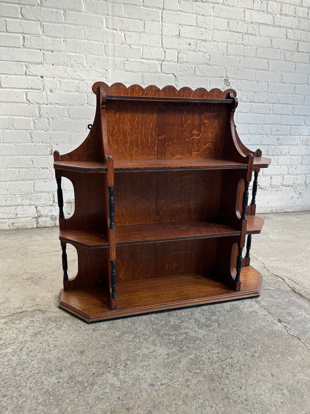 Antique Scalloped Oak Wall Shelf c. 1900