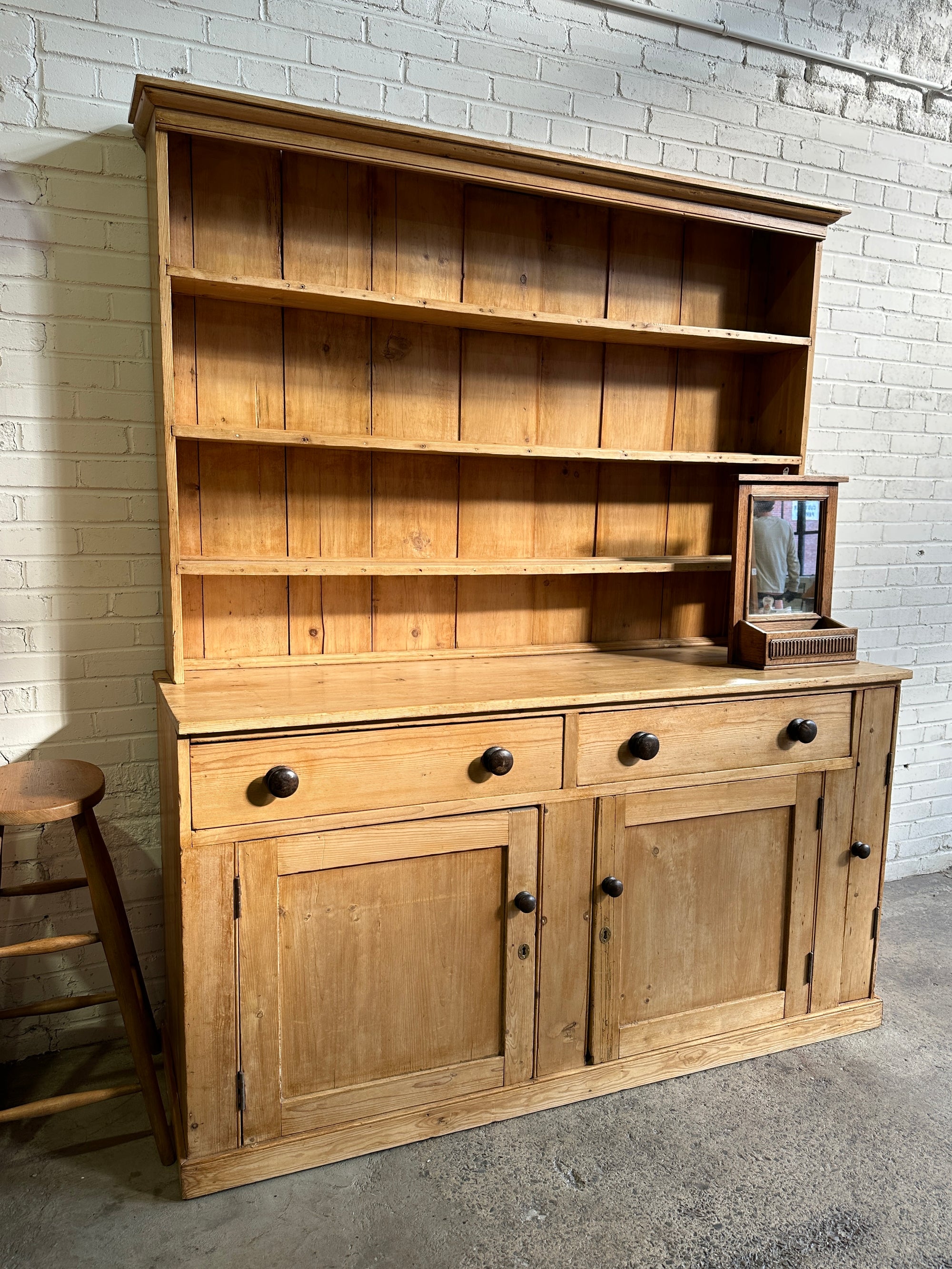 Large Antique Pine English Kitchen Dresser c. 1890