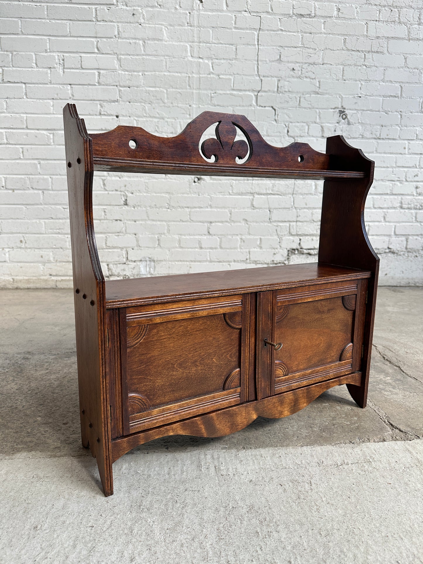 Antique English Oak Wall Cupboard, c. 1895
