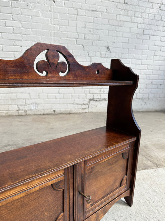 Antique English Oak Wall Cupboard, c. 1895