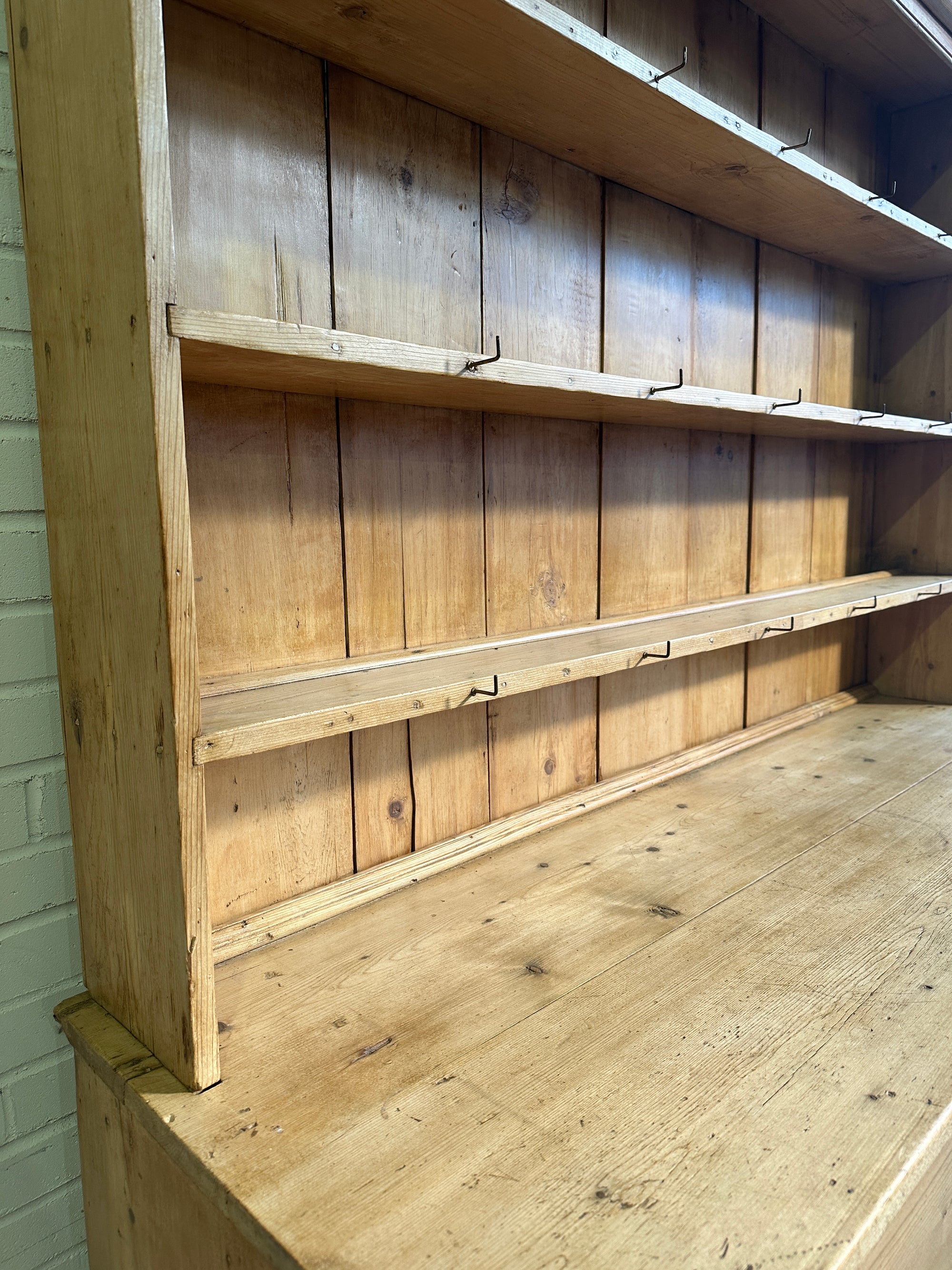 Large Antique Pine English Kitchen Dresser c. 1890