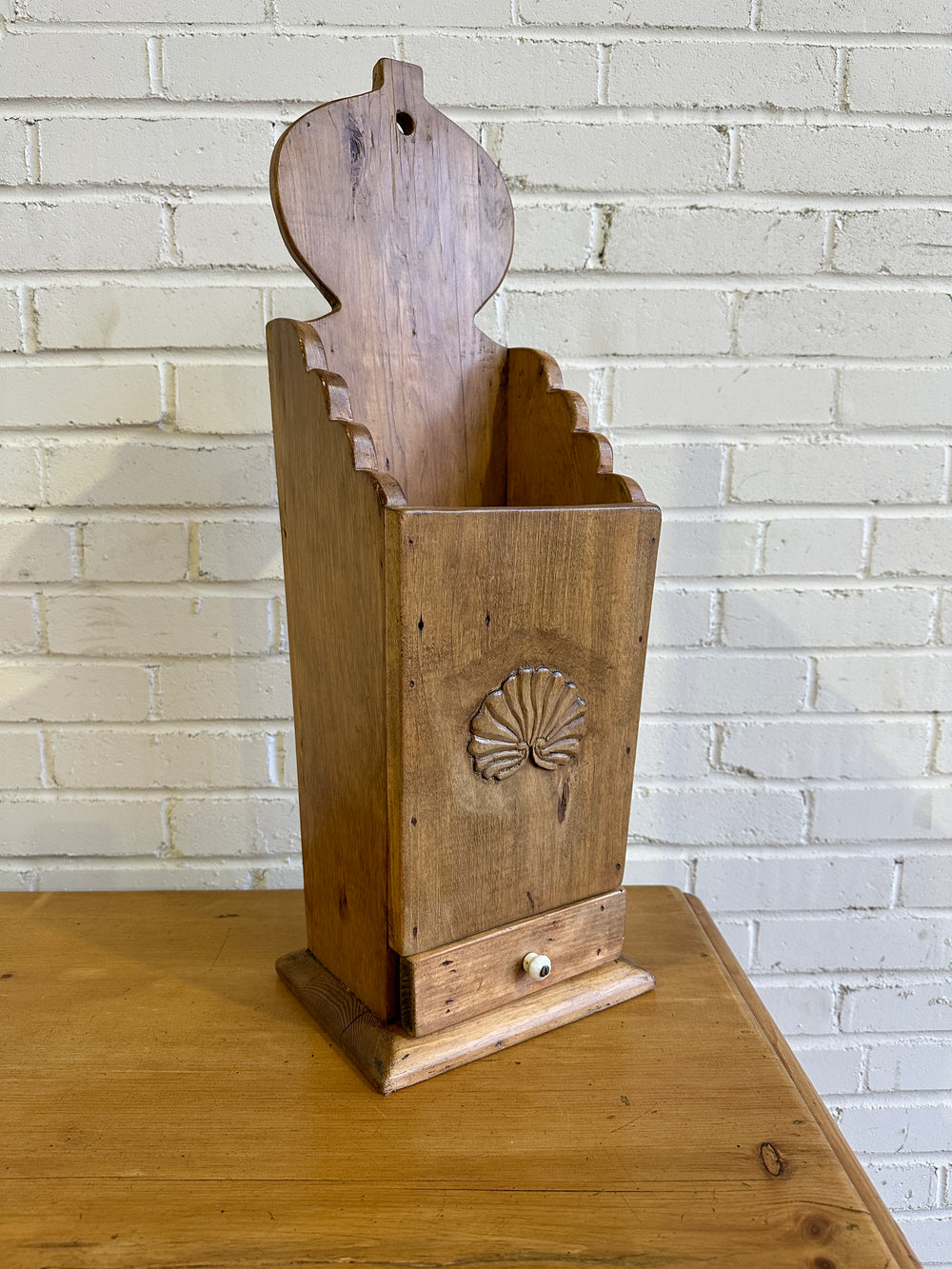 Antique English Hand-Carved Candlebox, c. 1890