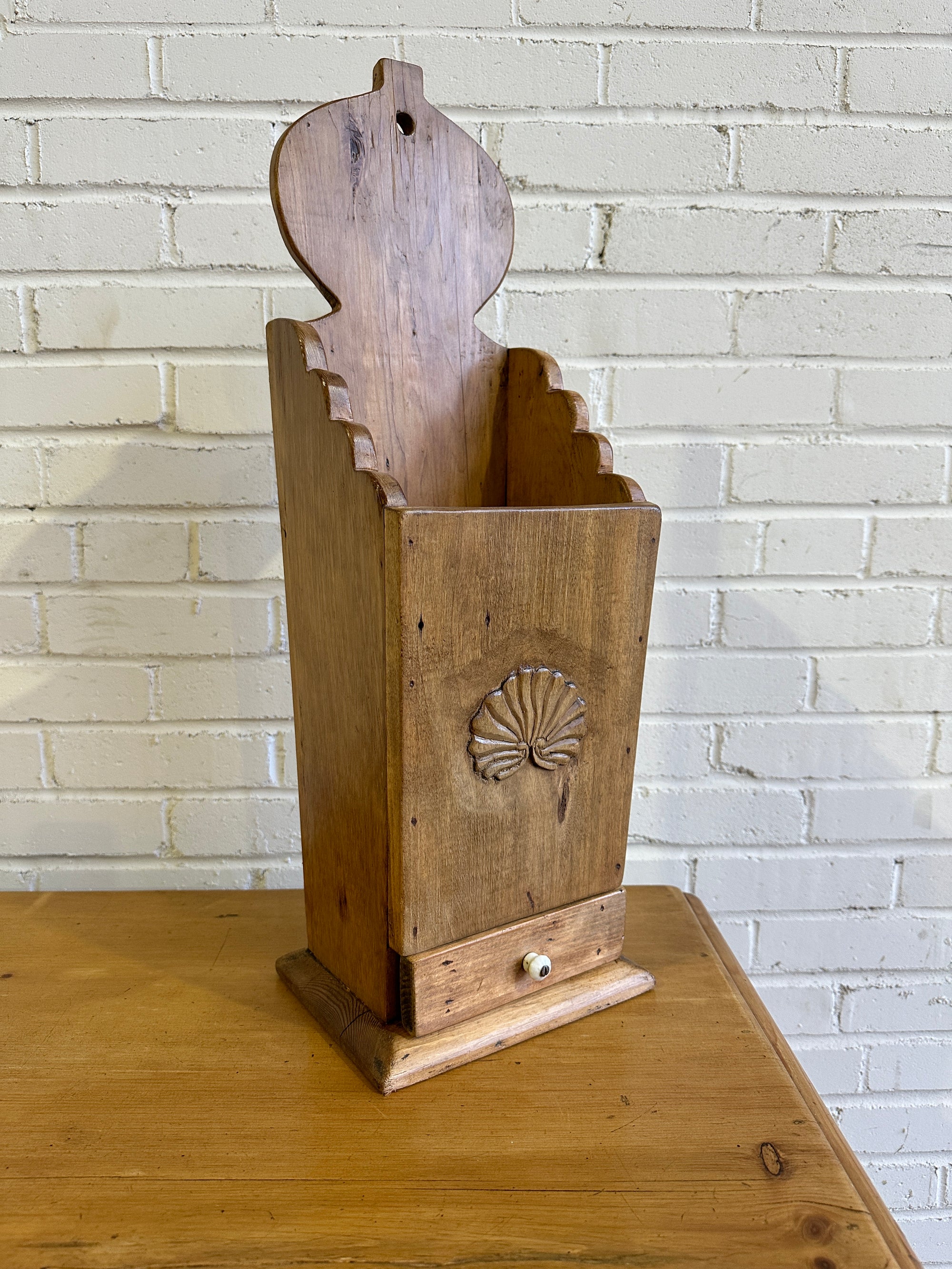 Antique English Hand-Carved Candlebox, c. 1890