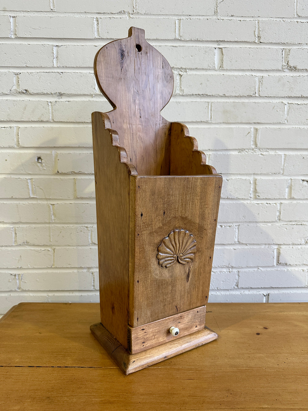 Antique English Hand-Carved Candlebox, c. 1890