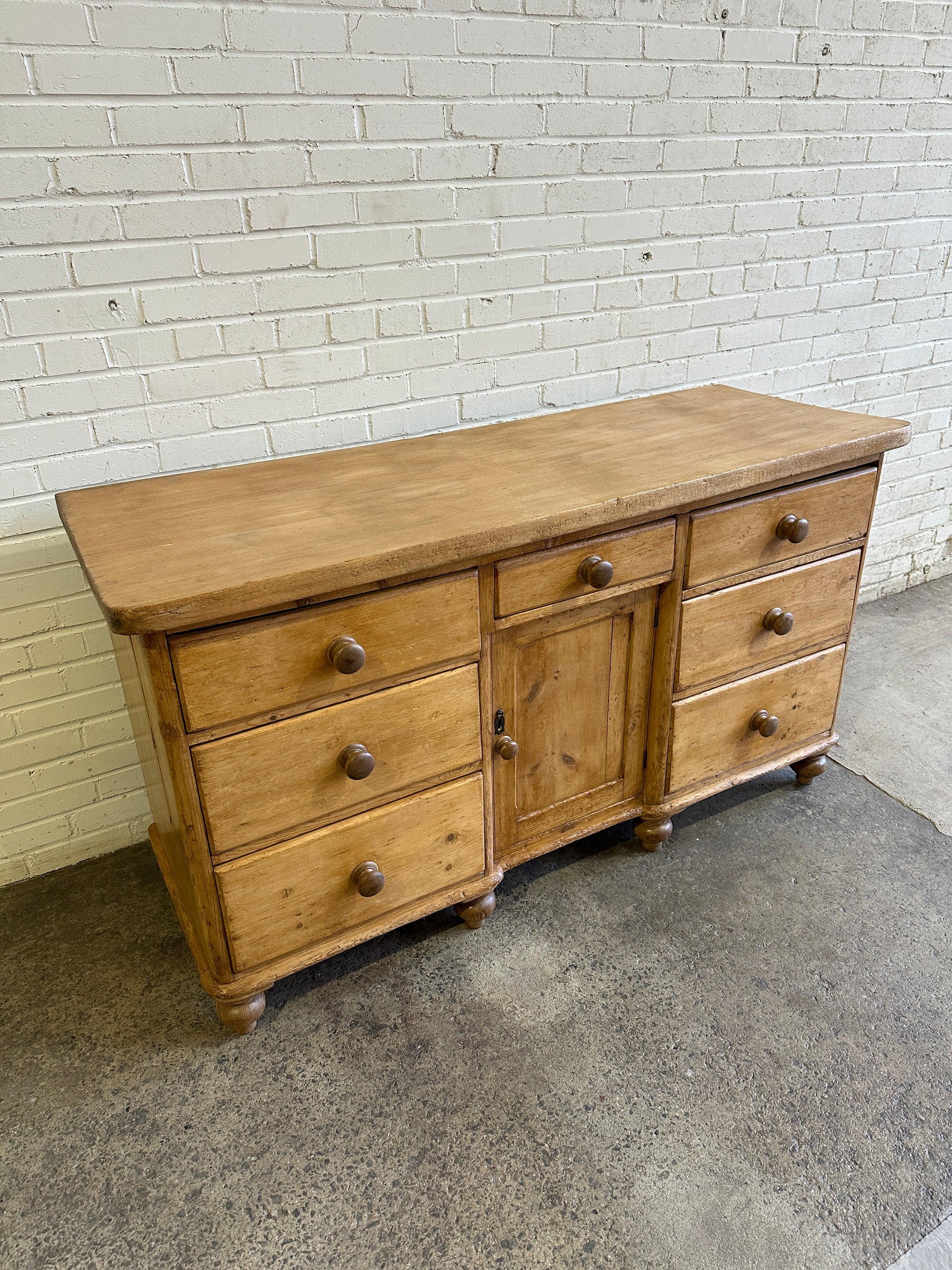 Antique Pine and Sycamore English Sideboard c. 1875