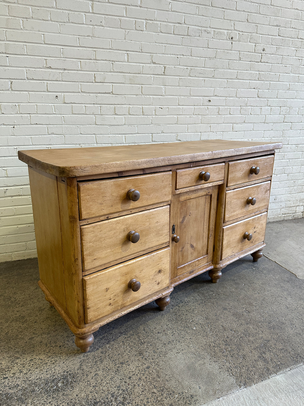 Antique Pine and Sycamore English Sideboard c. 1875