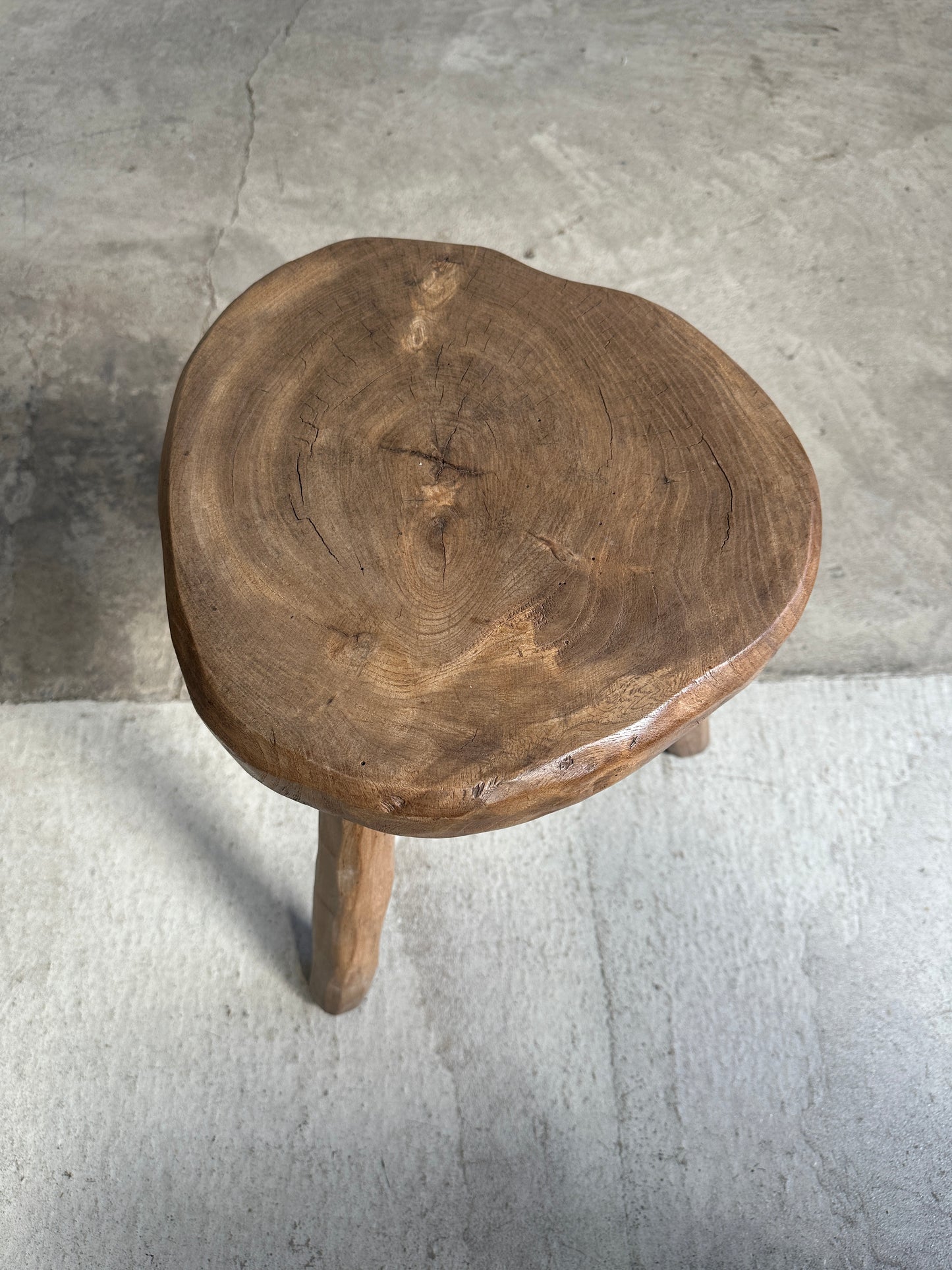 Antique French Elm Stool c. 1890