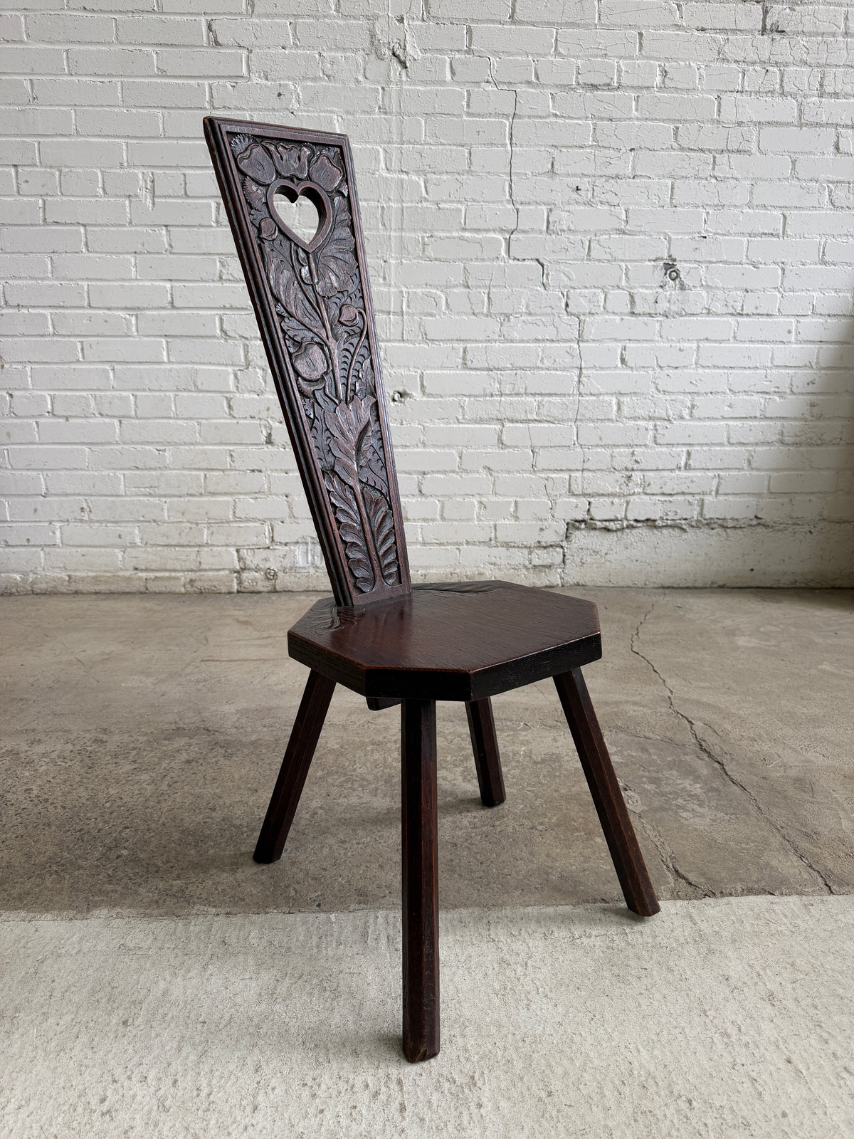 An Antique Welsh Oak Spinning Chair, c. 1890