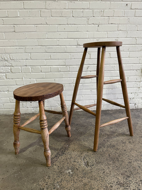 Extra tall antique English stool c. 1910