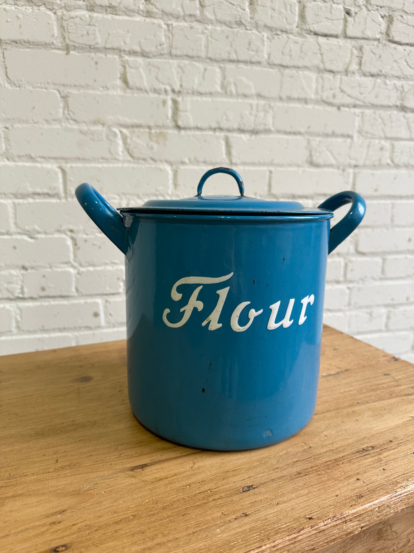 Antique English Enamel Flour Bin c. 1920