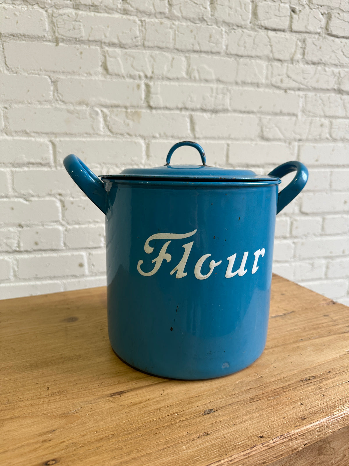 Antique English Enamel Flour Bin c. 1920