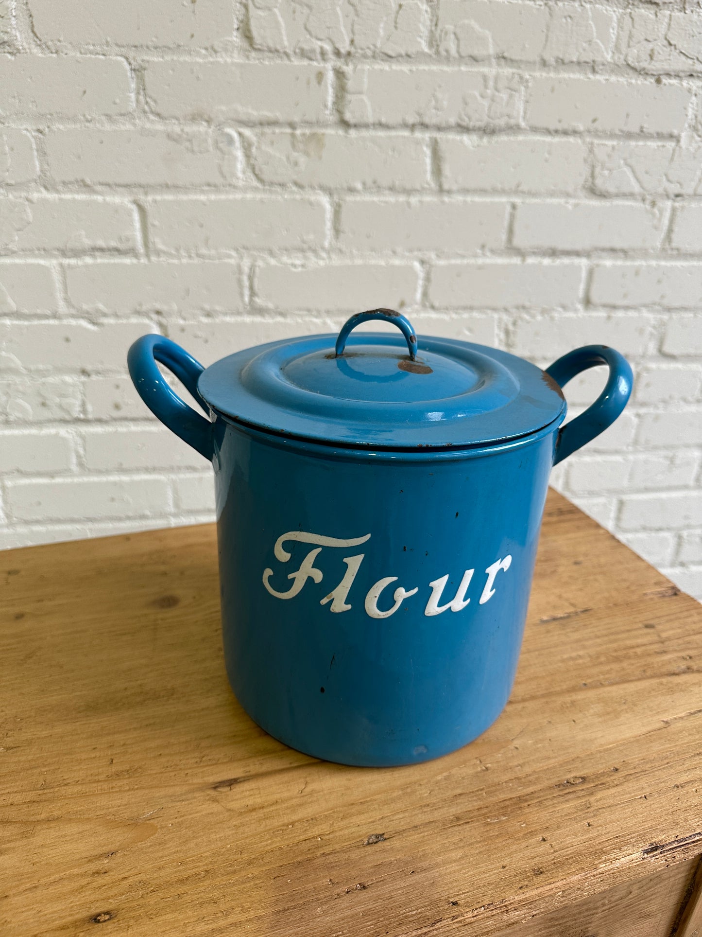 Antique English Enamel Flour Bin c. 1920