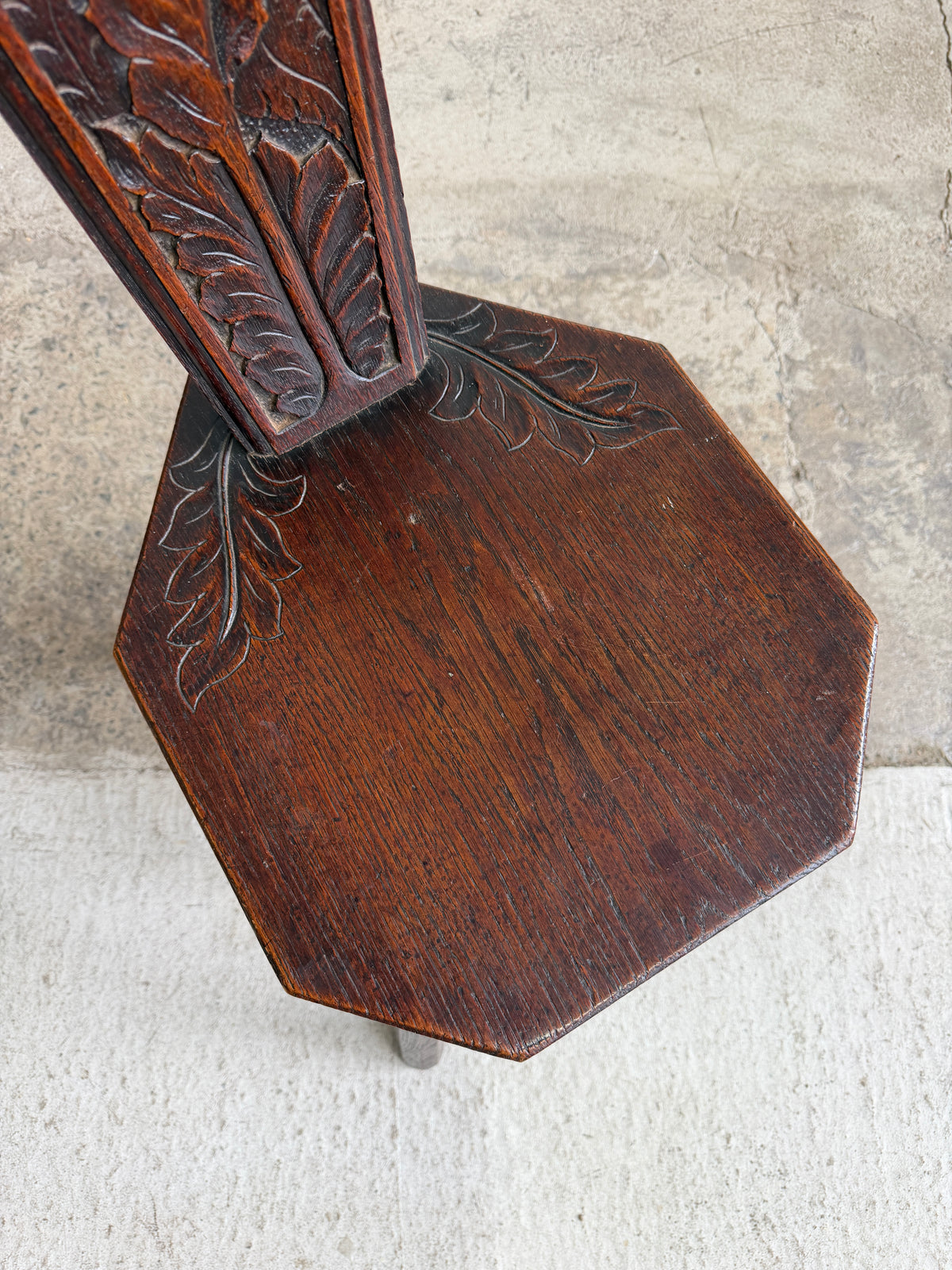 An Antique Welsh Oak Spinning Chair, c. 1890