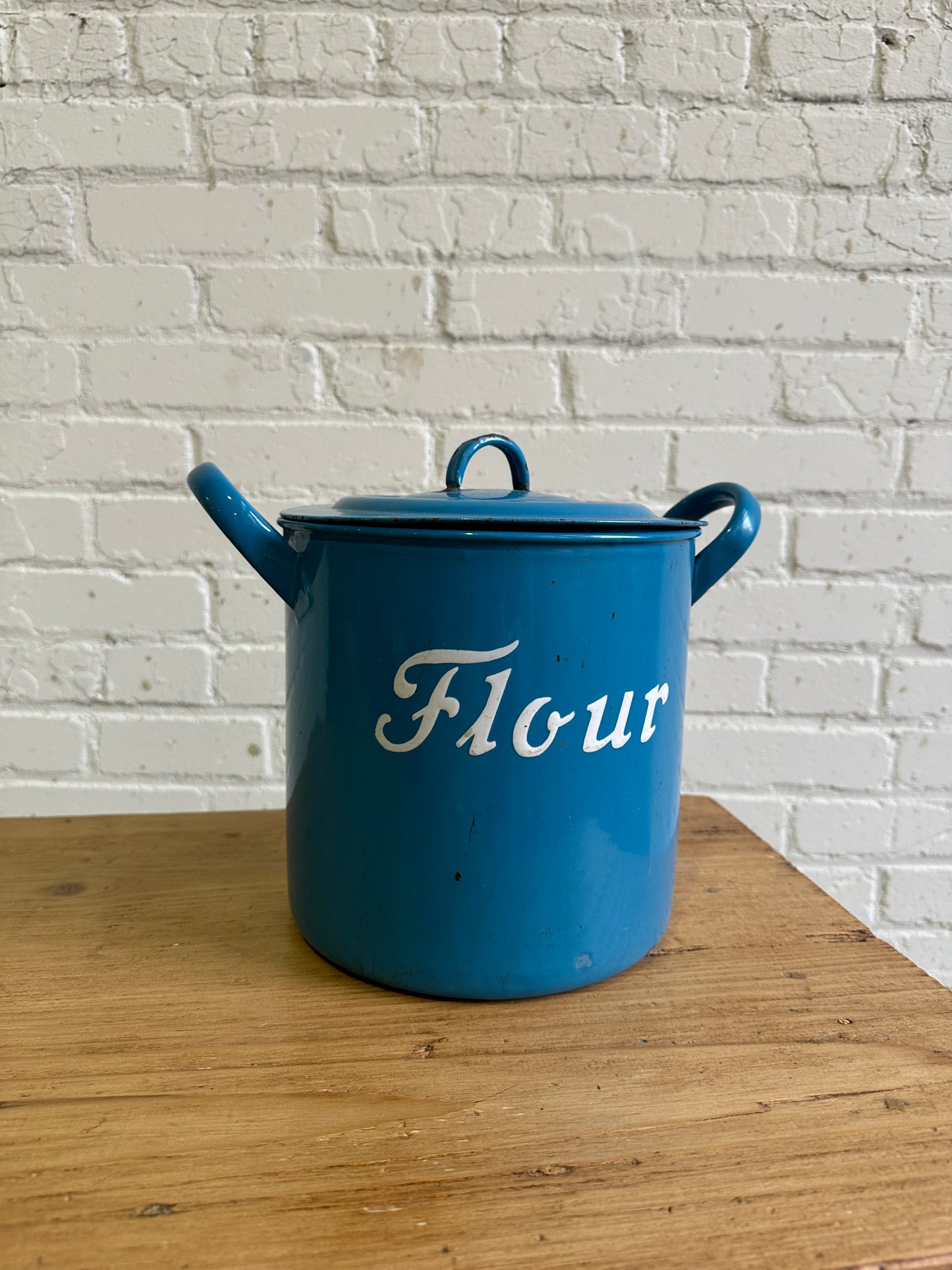 Antique English Enamel Flour Bin c. 1920