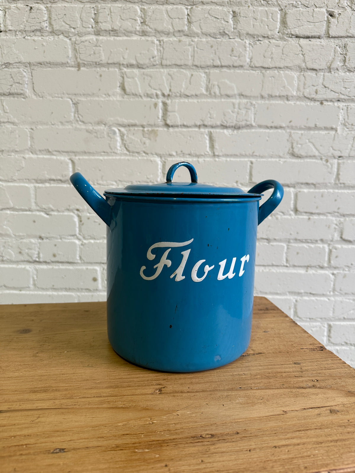 Antique English Enamel Flour Bin c. 1920