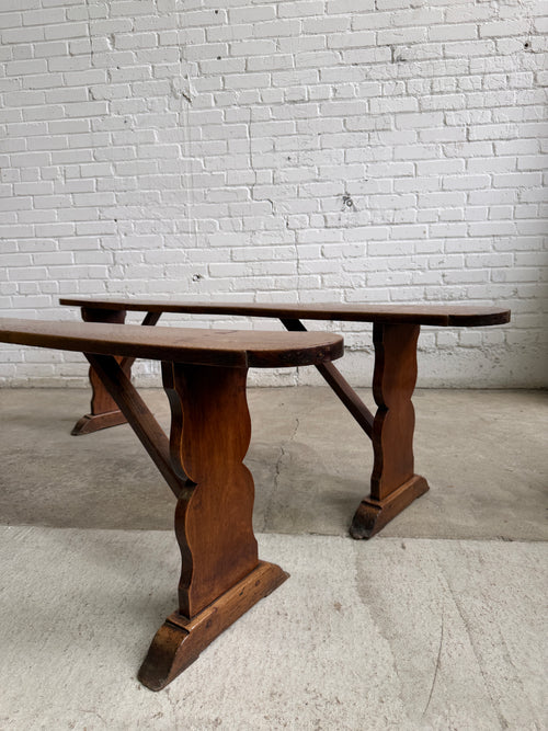 A 19th Century Pair of Oak and Fruitwood Dining Benches