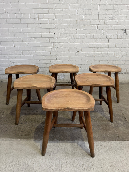A Set of Six English Saddle Stools, c. 1940