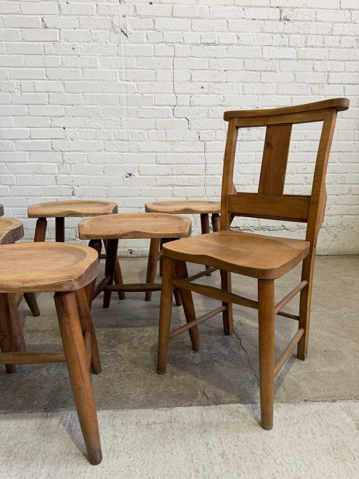 A Set of Six English Saddle Stools, c. 1940