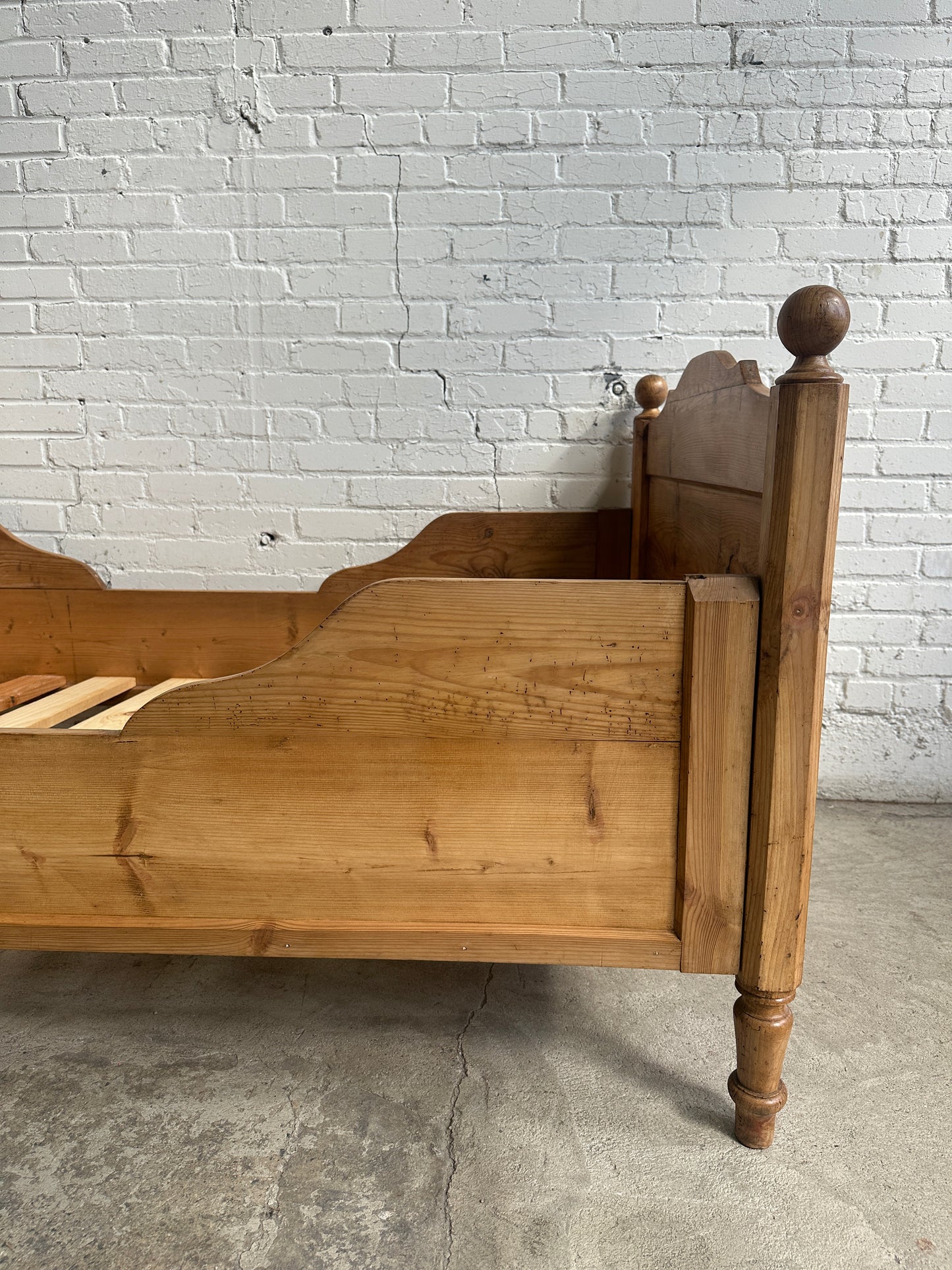 An Antique Pine Sleigh Bed, c. 1890