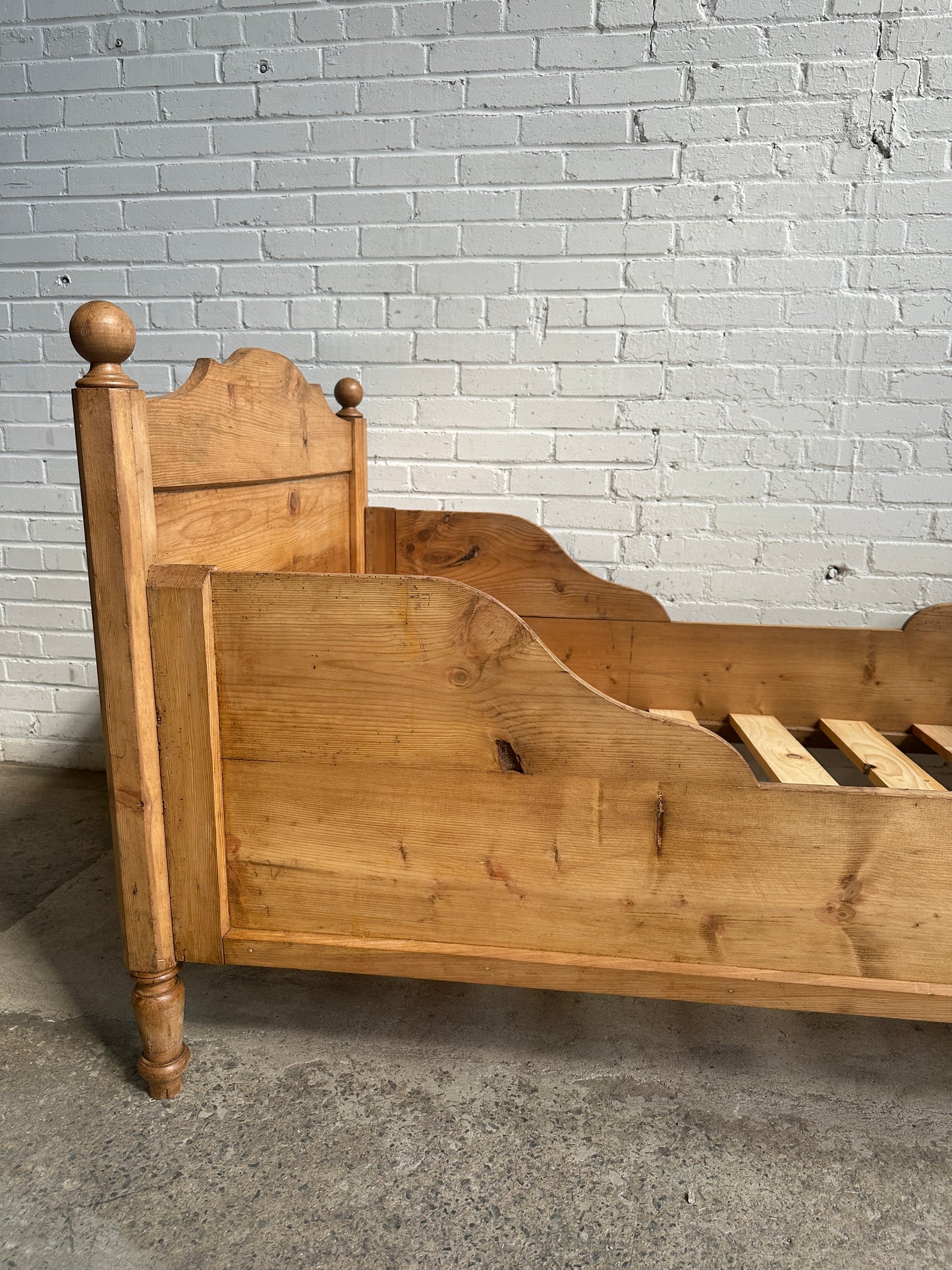 An Antique Pine Sleigh Bed, c. 1890