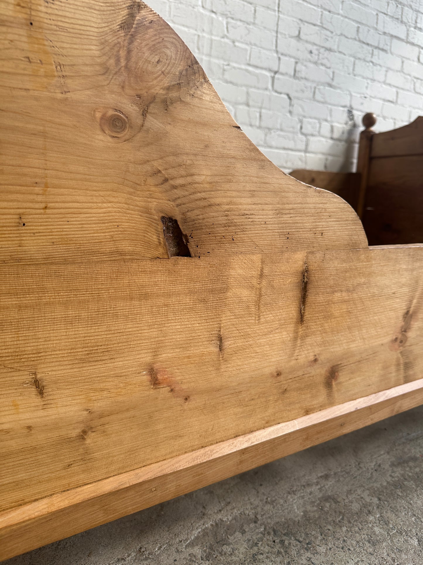 An Antique Pine Sleigh Bed, c. 1890