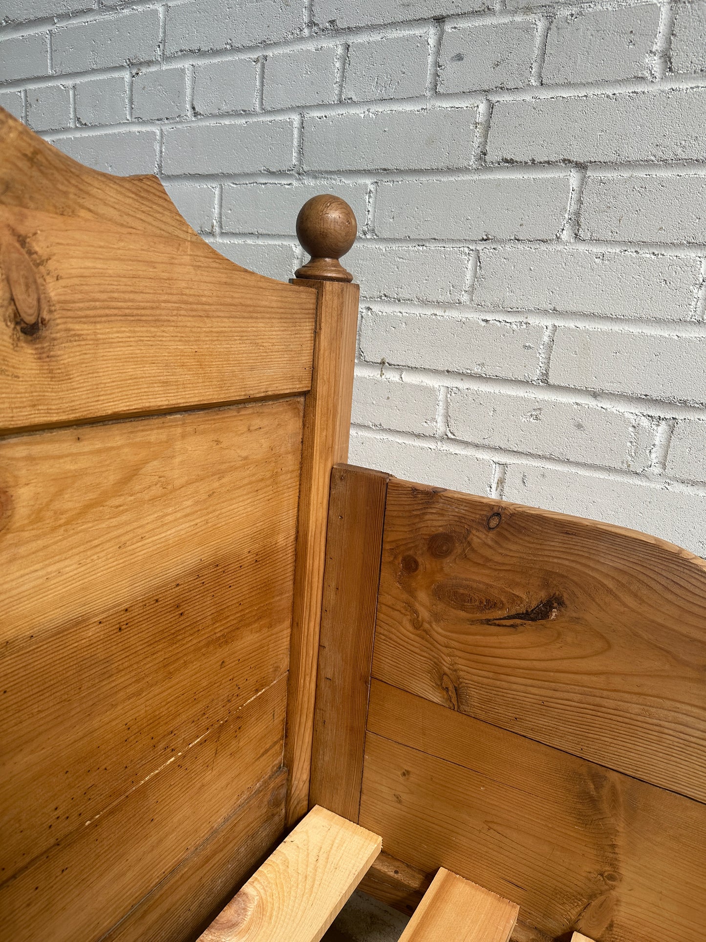 An Antique Pine Sleigh Bed, c. 1890