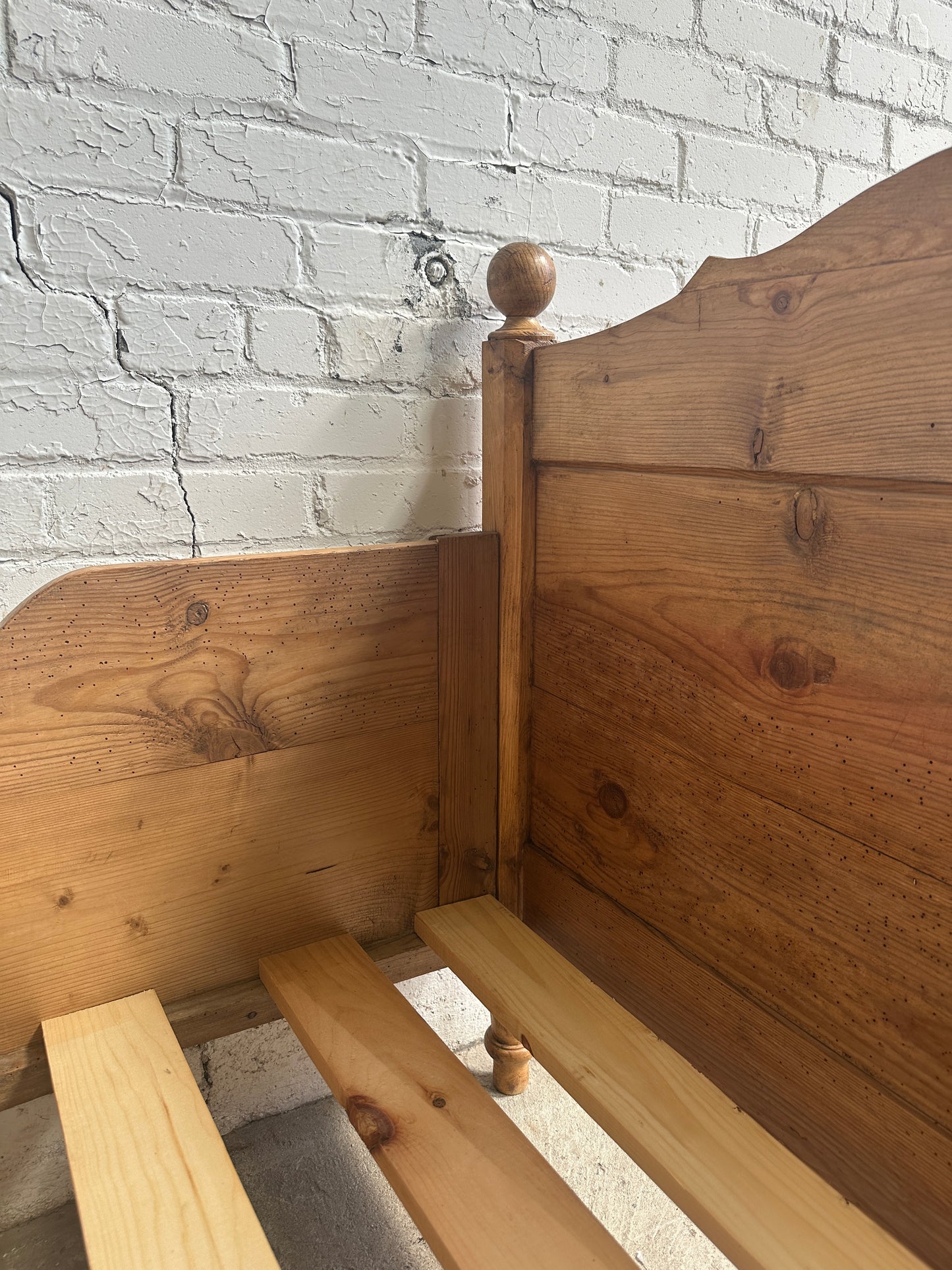 An Antique Pine Sleigh Bed, c. 1890