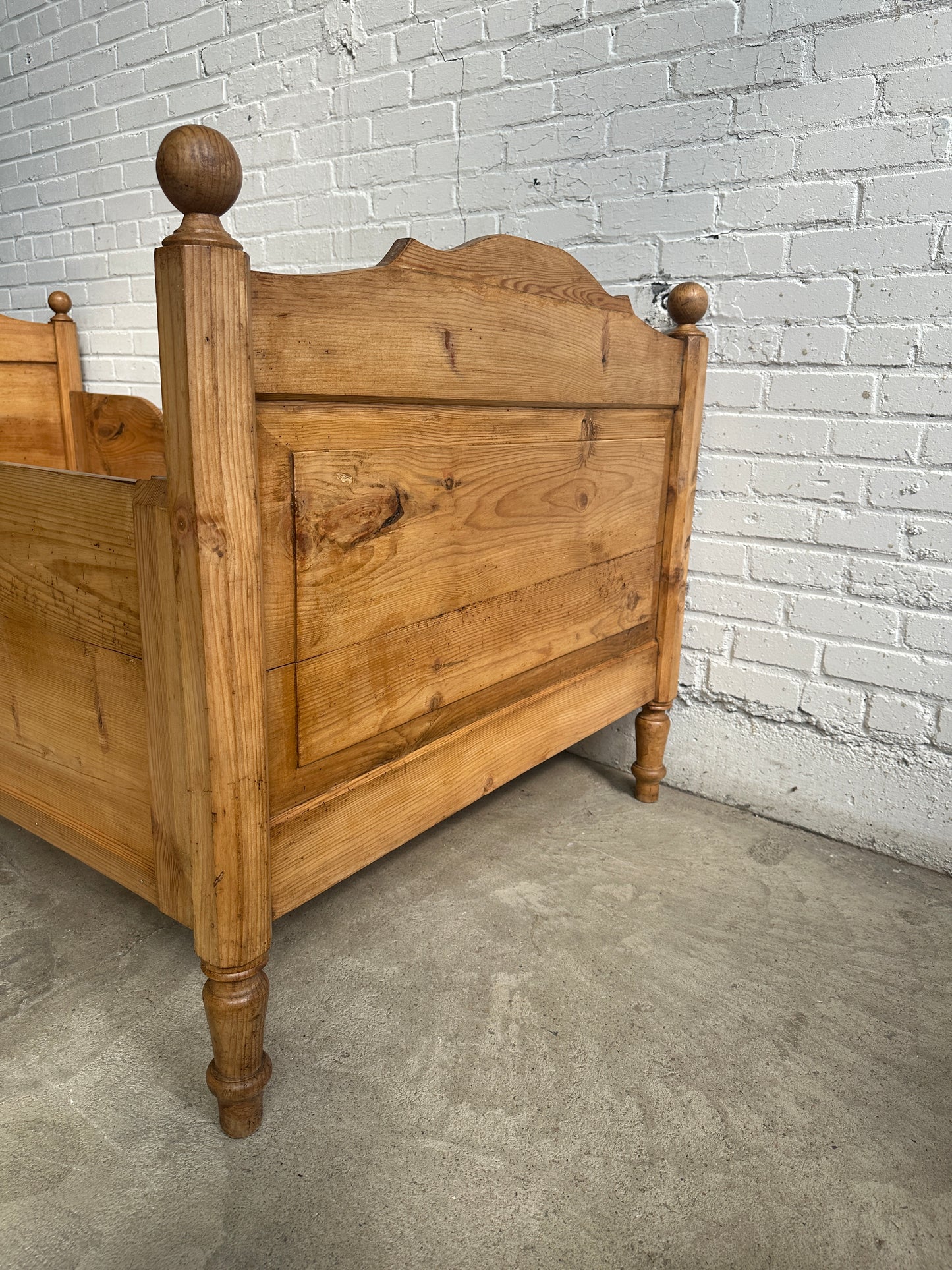 An Antique Pine Sleigh Bed, c. 1890