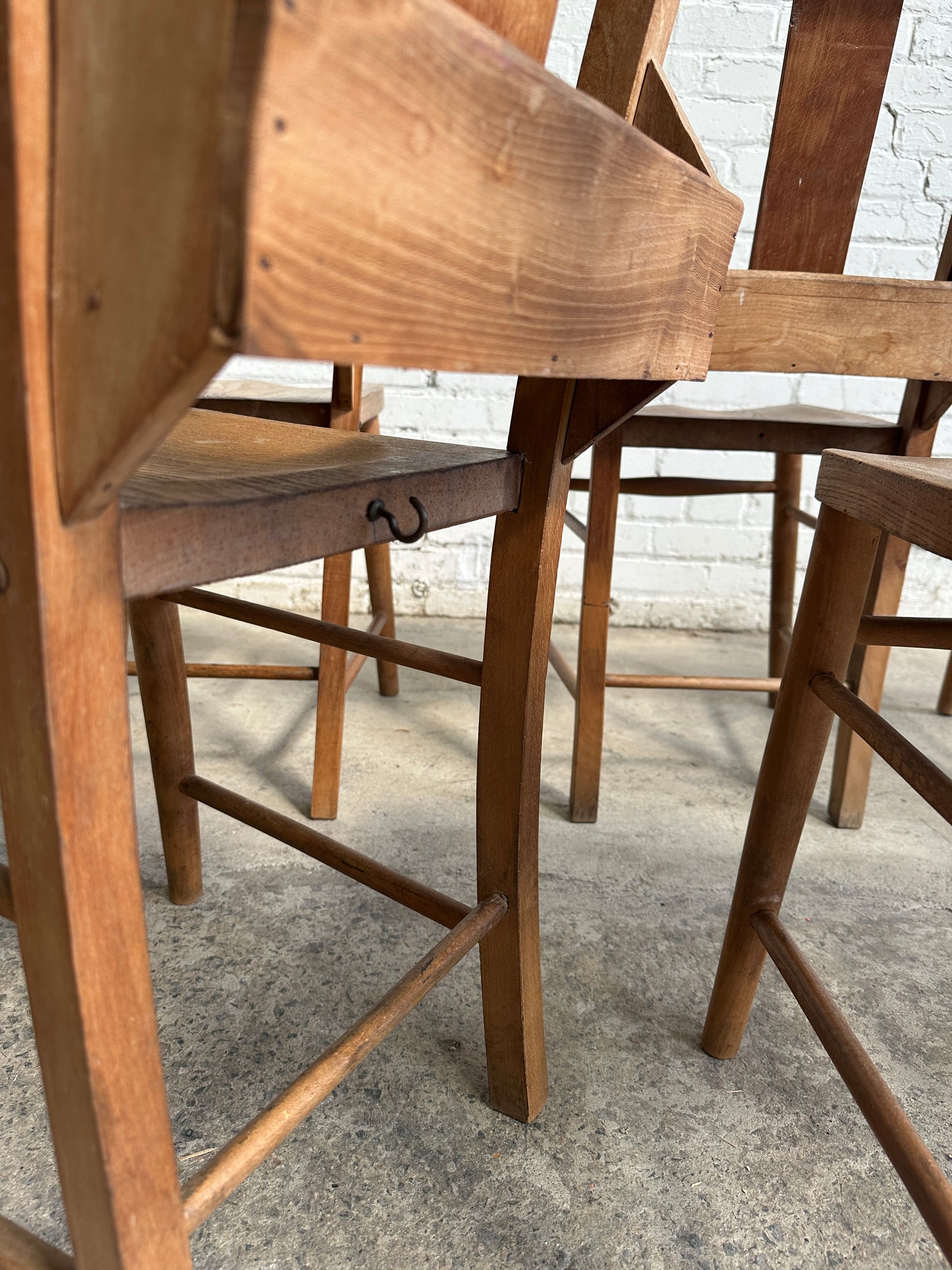 A Set of Six Antique English Chapel Chairs c. 1920