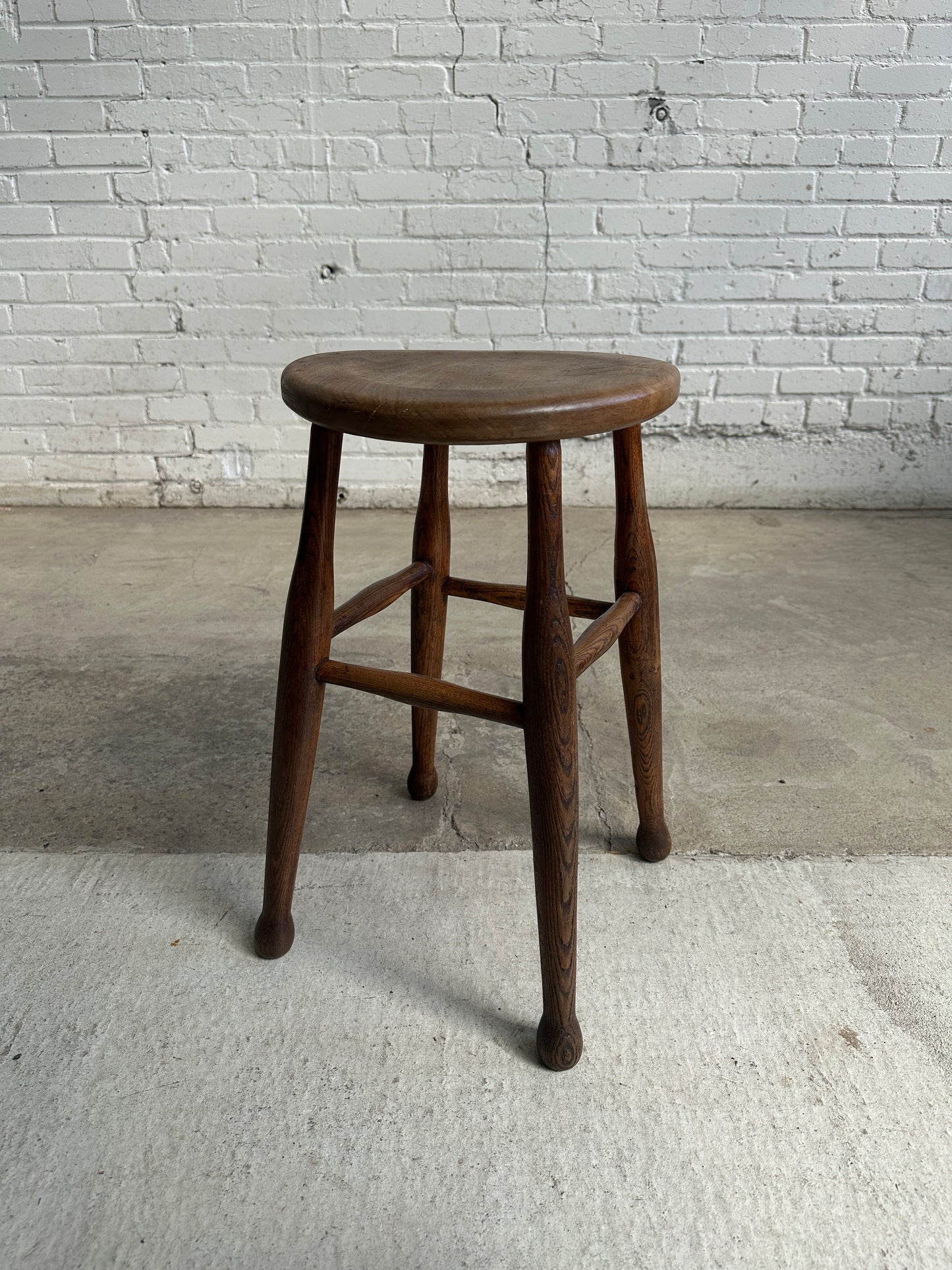 A Pair of Antique Elm English Stools, c. 1880