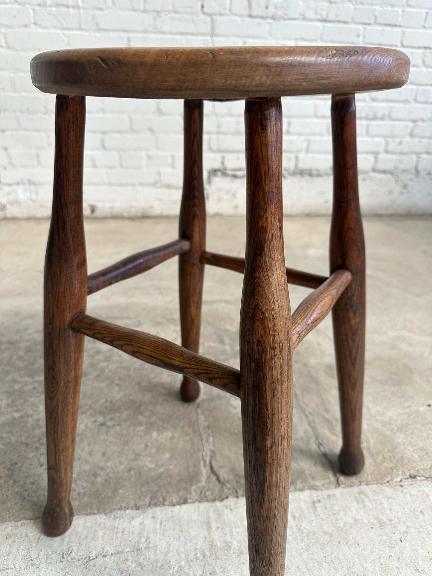 A Pair of Antique Elm English Stools, c. 1880