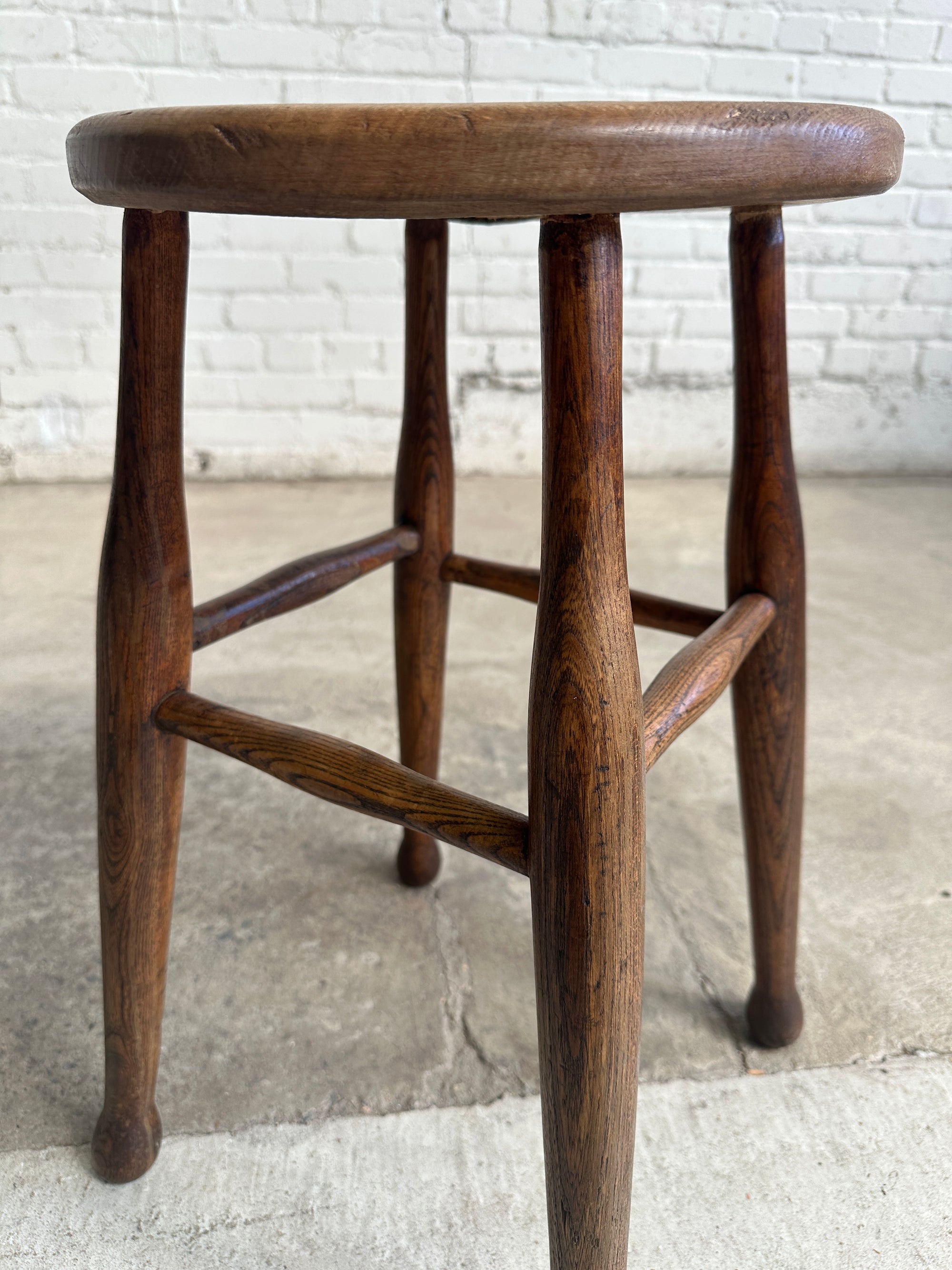 A Pair of Antique Elm English Stools, c. 1880